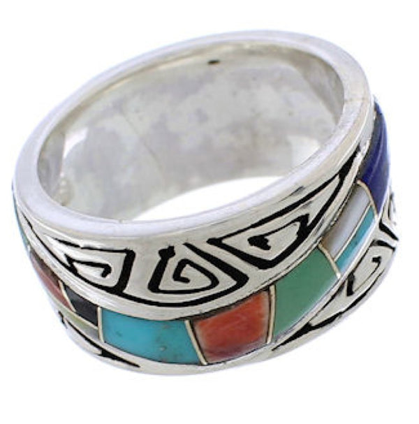 Sterling Silver Jewelry Water Wave Multicolor Ring Size 6-3/4 EX40894